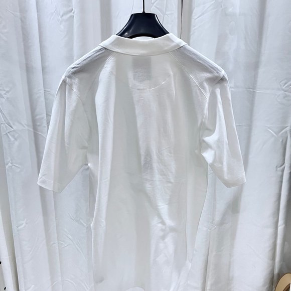 Y-3 Yohji Yamamoto Rubberized Embossed Logo White Polo Shirt - Picture 3 of 7